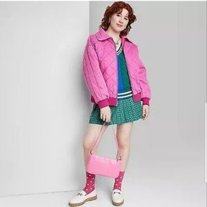 Women's Woven Quilted Bomber Jacket - Wild Fable Vibrant Pink XL